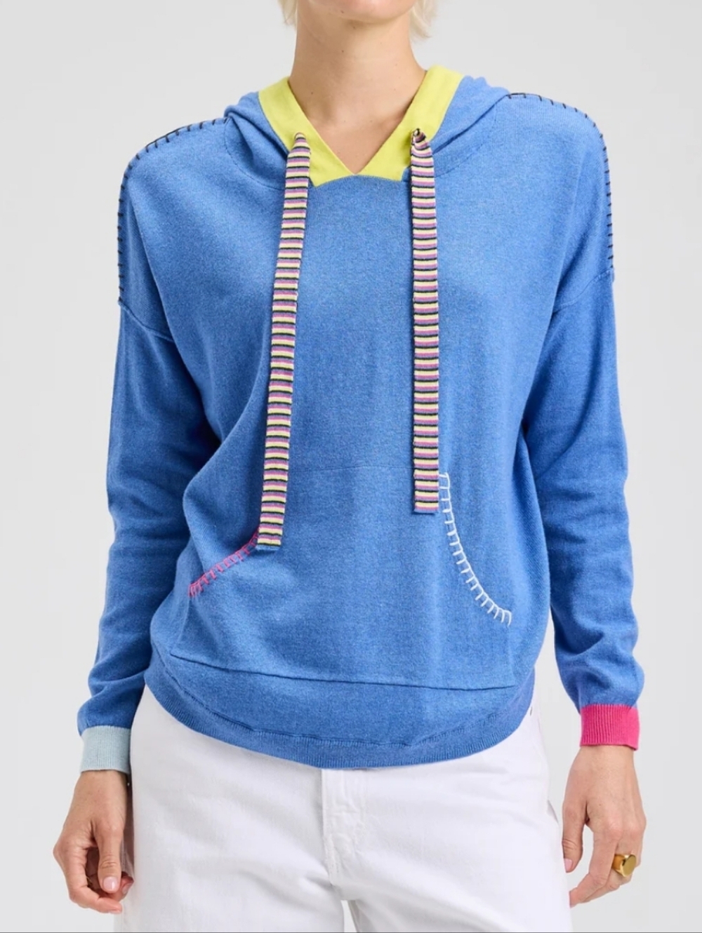 Zaket & Plover Elena Cotton Cashmere Kidcore Lightweight Pocket Hoodie, Sm